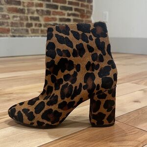 Calf-hair Leopard Print Ankle Boots